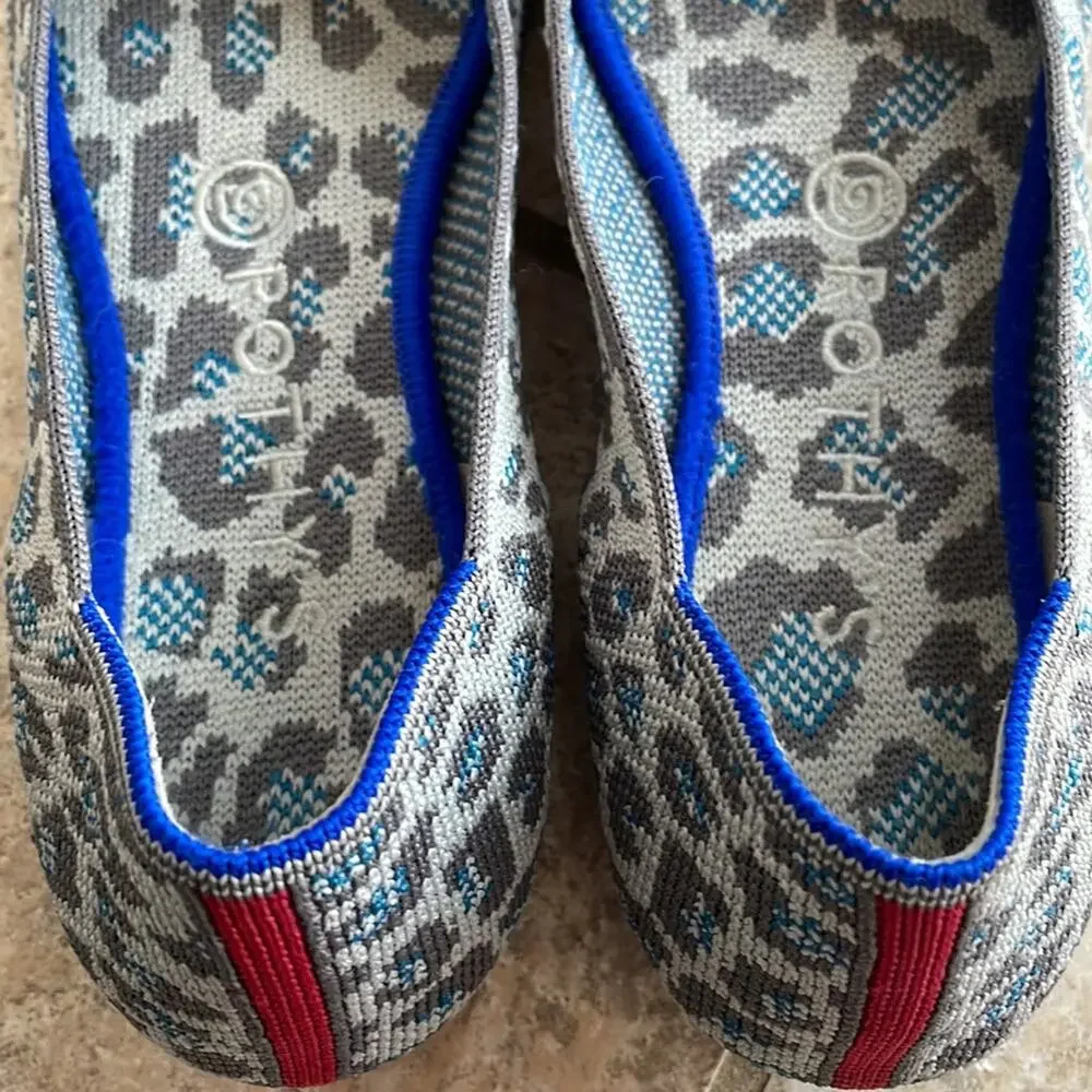 Rothy’s The Flat in Leopard Spotted Grey Blue Ballet Flat